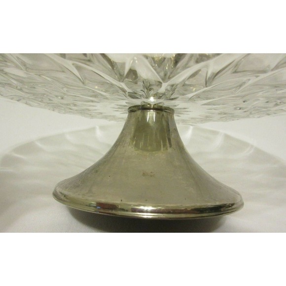 Val St. Lambert Crystal BALMORAL Cake Stand with Metal Base Signed - Picture 10 of 12